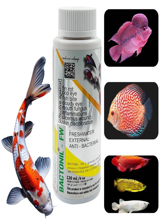 colourful BACTONIL -FW Freshwater Anti-Bacterial Solution for Aquarium Fish | for All Common Diseases of flowerhorn, arowana and Discus (BACTONIL -FW, 120ml), Pack of 1 - Image 1